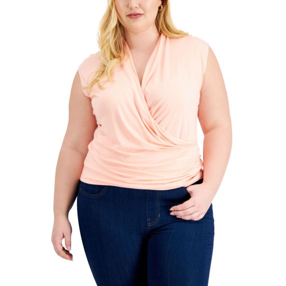 INC International Concepts Plus Size Sleeveless Surplice Top